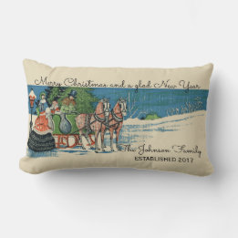 Antike viktorianische Weihnachts-Schlittenfahrt-Fa Lendenkissen