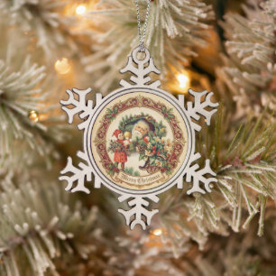 Antike viktorianische Weihnachtsbaumkugeln Schneeflocken Zinn-Ornament