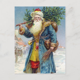Antike viktorianische Weihnachtskarte mit Santa Postkarte