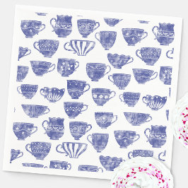 Antike Vintage Blaue Teetasse Aquarell Serviette