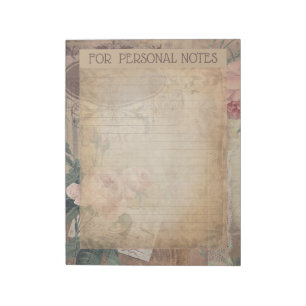 Antike vintage botanische abstrakte Ephemera Notizblock