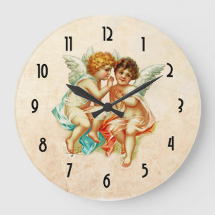 Antike Vintage-Cherub-Engel Große Wanduhr