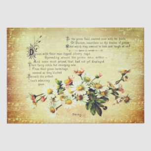 Antike Vintage Daisy Poesie über Blume Seidenpapier