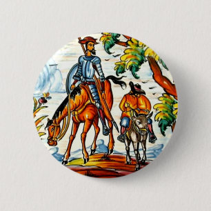 Antike Vintage-Don-Quijote-Majolika-Töpferei-Kunst Button