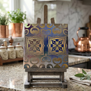 Antike Vintage Elegante Kupfer- und Blaue Mosaik Fliese