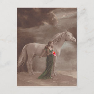 Antike Vintage-Fantasy-Nacht-Traum-Pferd-Postkarte Postkarte