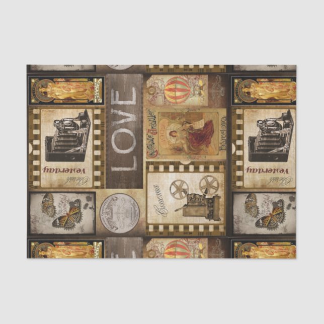 Antike Vintage Filmcollagen Butter Seidenpapier (Vorderseite)