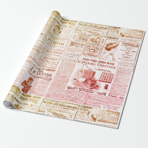 Antike Vintage französische Anzeigen 1900 Ephemera Geschenkpapier