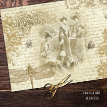 Antike Vintage französische Mode Ephemera Beige