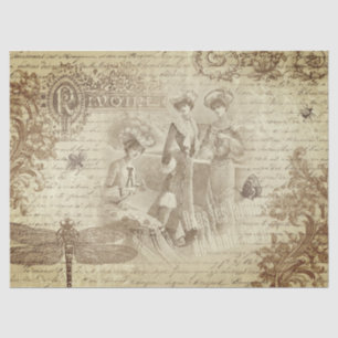 Antike Vintage französische Mode Ephemera Seidenpapier