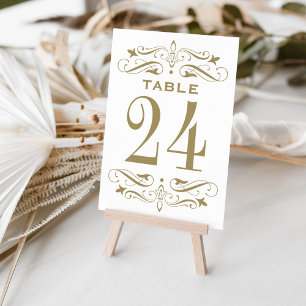 Antike Vintage-Gold-Tischnummernkarte mit Ornament Einladung
