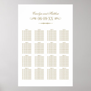 Antike Vintage-Gold-Verzierung Hochzeitssitzordnun Poster