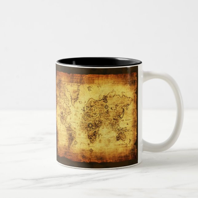 Antike Vintage Historische Altstadt Kaffeemaschine Zweifarbige Tasse (Rechts)