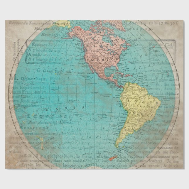Antike Vintage-Karte Geschenkpapier (Flach)