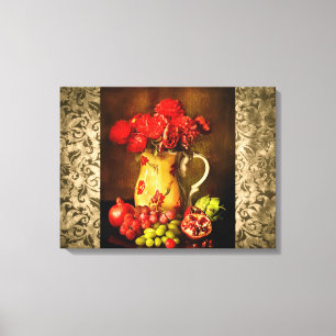 Antike Vintage Leinwand Obst und Blume