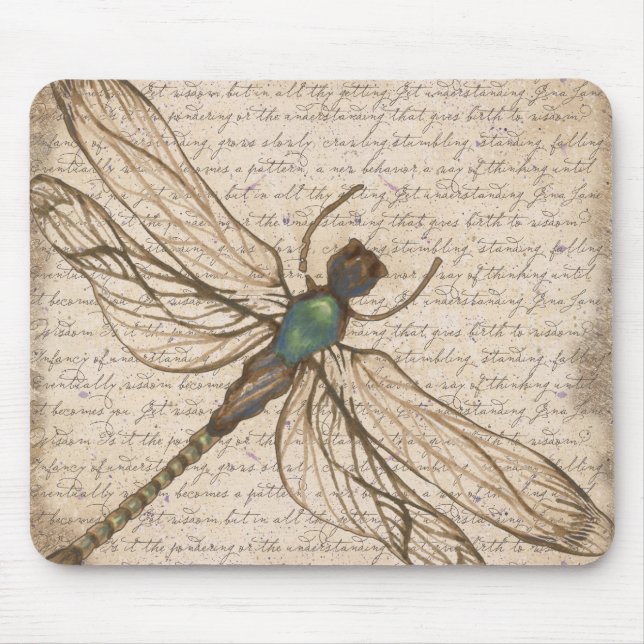 Antike Vintage Libelle Mousepad (Vorne)