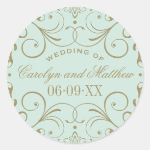 Antike Vintage-Mint-Monogramm-Hochzeit Runder Aufkleber
