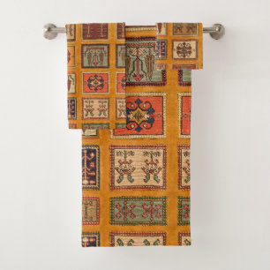 Antike Vintage Orange Terrakotta Kilim Türkisch Badhandtuch Set