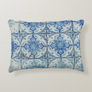 Antike vintage portugiesische Fliesenmuster - Azul Dekokissen