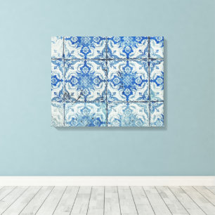 Antike vintage portugiesische Fliesenmuster - Azul Leinwanddruck