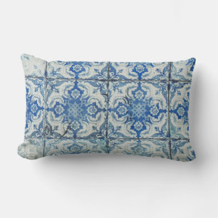 Antike vintage portugiesische Fliesenmuster - Azul Lendenkissen