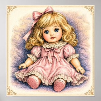 Antike Vintage-Puppe Poster