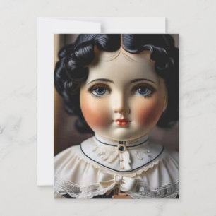 Antike Vintage-Puppe Postkarte – Nostalgischer Cha
