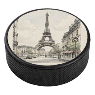 Antike Vintage-Reiseillustration von Paris Eishockey Puck