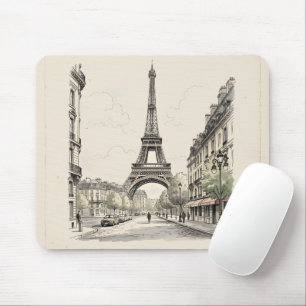 Antike Vintage-Reiseillustration von Paris Mousepad