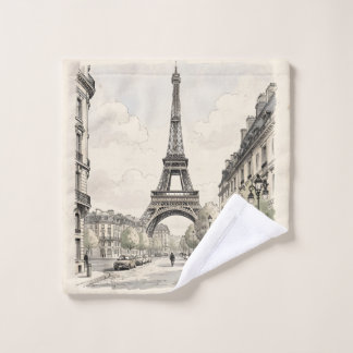 Antike Vintage-Reiseillustration von Paris Waschlappen