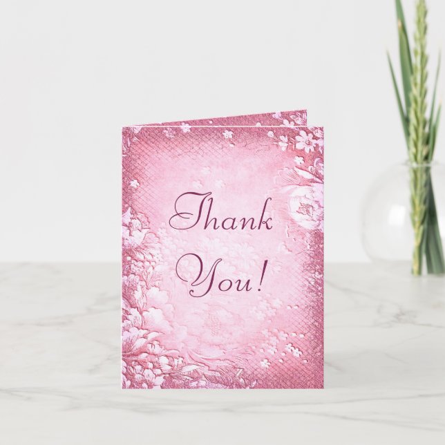 Antike Vintage rosa Blumenzete Vielen Dank Dankeskarte (Vorderseite)