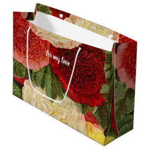 Antike Vintage rote weiße rosa gelbe Rosen Große Geschenktüte