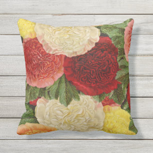 Antike Vintage rote weiße rosa gelbe Rosen Kissen