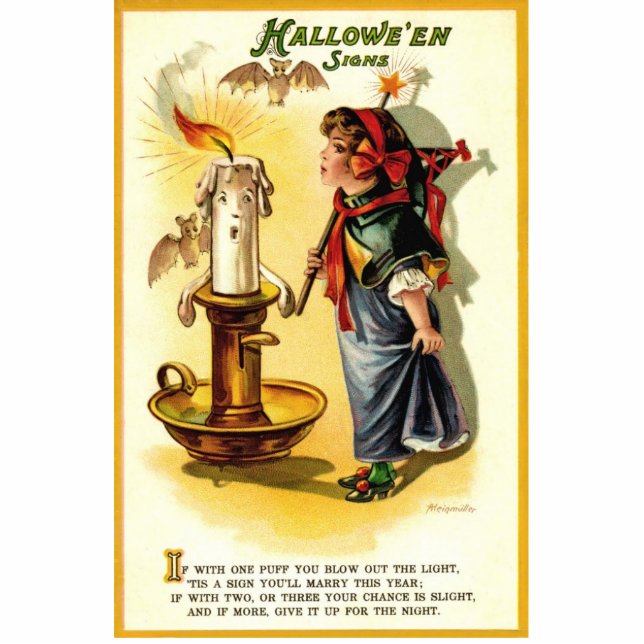 Antike/Vintage stehende Plakette Halloweens Freistehende Fotoskulptur (Vorne)