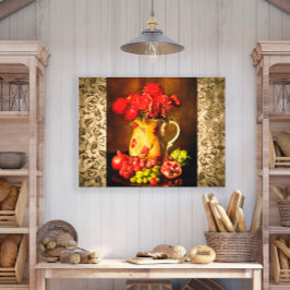 Antike Vintage Vase Frucht Blume Leinwanddruck