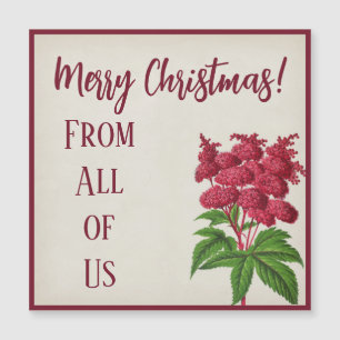 Antike Vintage-Weihnachten Rote Spiraea Palmata Magnetkarte