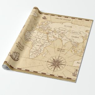 Antike Vintage-Weltkarte mit Ländergrenzen Geschenkpapier