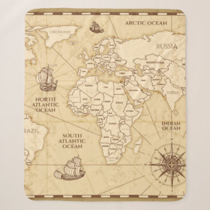 Antike Vintage-Weltkarte mit Ländergrenzen Sherpadecke