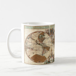 antike Vintage-Weltkarte von Sanson aus dem Jahr 1 Kaffeetasse