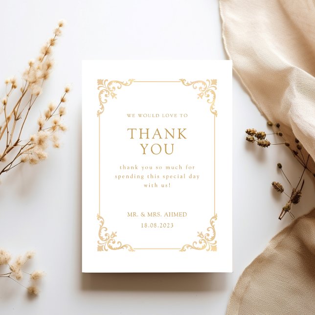 Antike Vintage White-Script-Hochzeit Dankeskarte (Von Creator hochgeladen)