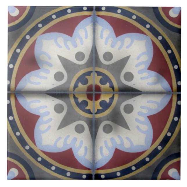 Antike Vintage Zementfranzosefliese Fliese (Vorderseite)