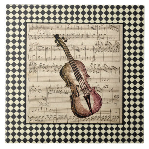 Antike Violine Harlekin-Rahmen Fliese