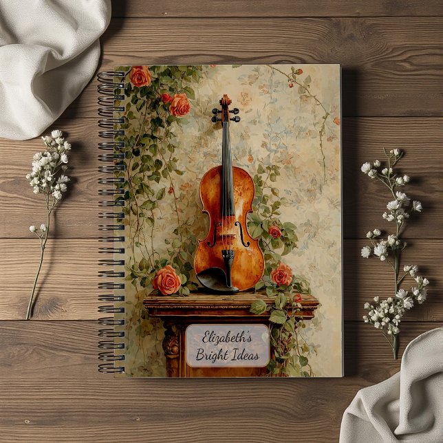 Antike Violine mit Rosen Notizbuch (Von Creator hochgeladen)