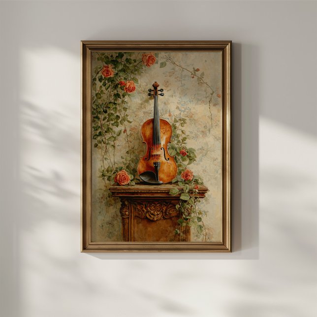 Antike Violine mit Rosen Poster (Von Creator hochgeladen)
