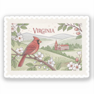 Antike Virginia-Kardinal-Dogwood-Berg-Briefmarke Aufkleber
