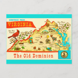 Antike Virginia-Karte auf Postkarte