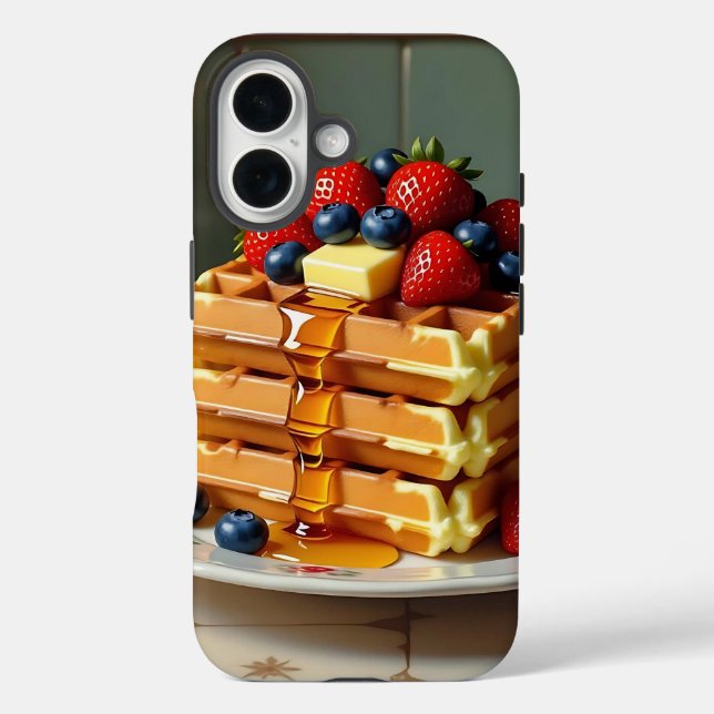 Antike Waffelplatte mit Erdbeeren  Case-Mate iPhone Hülle (Rückseite)