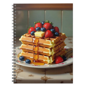 Antike Waffelplatte mit Erdbeeren Notizblock