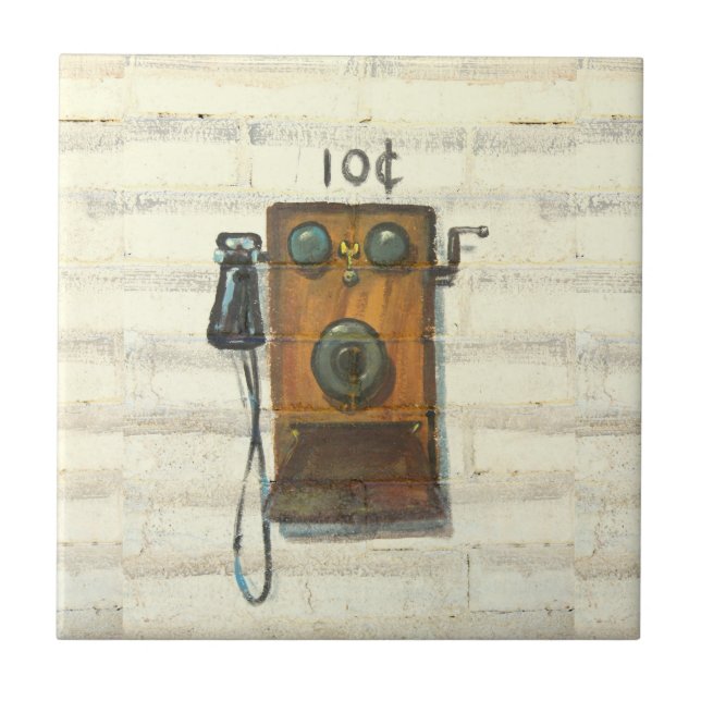 antike Wand-Münztelefonfliese Fliese (Vorderseite)