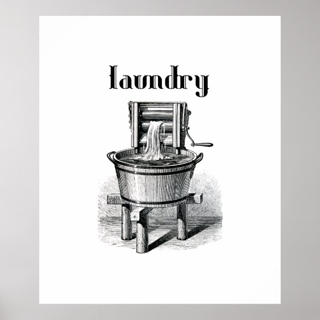 antike Waschmaschine Waschmaschine Vintage Kunst Poster (Vorne)